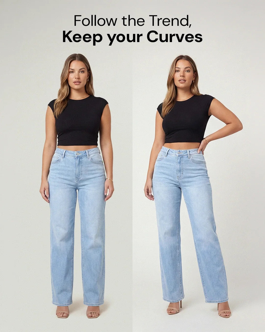 BBL Wide Leg Jeans Mid Rise